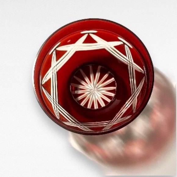 Vintage Cut To Clear Red Crystal Bowl 8" - Picture 4 of 7